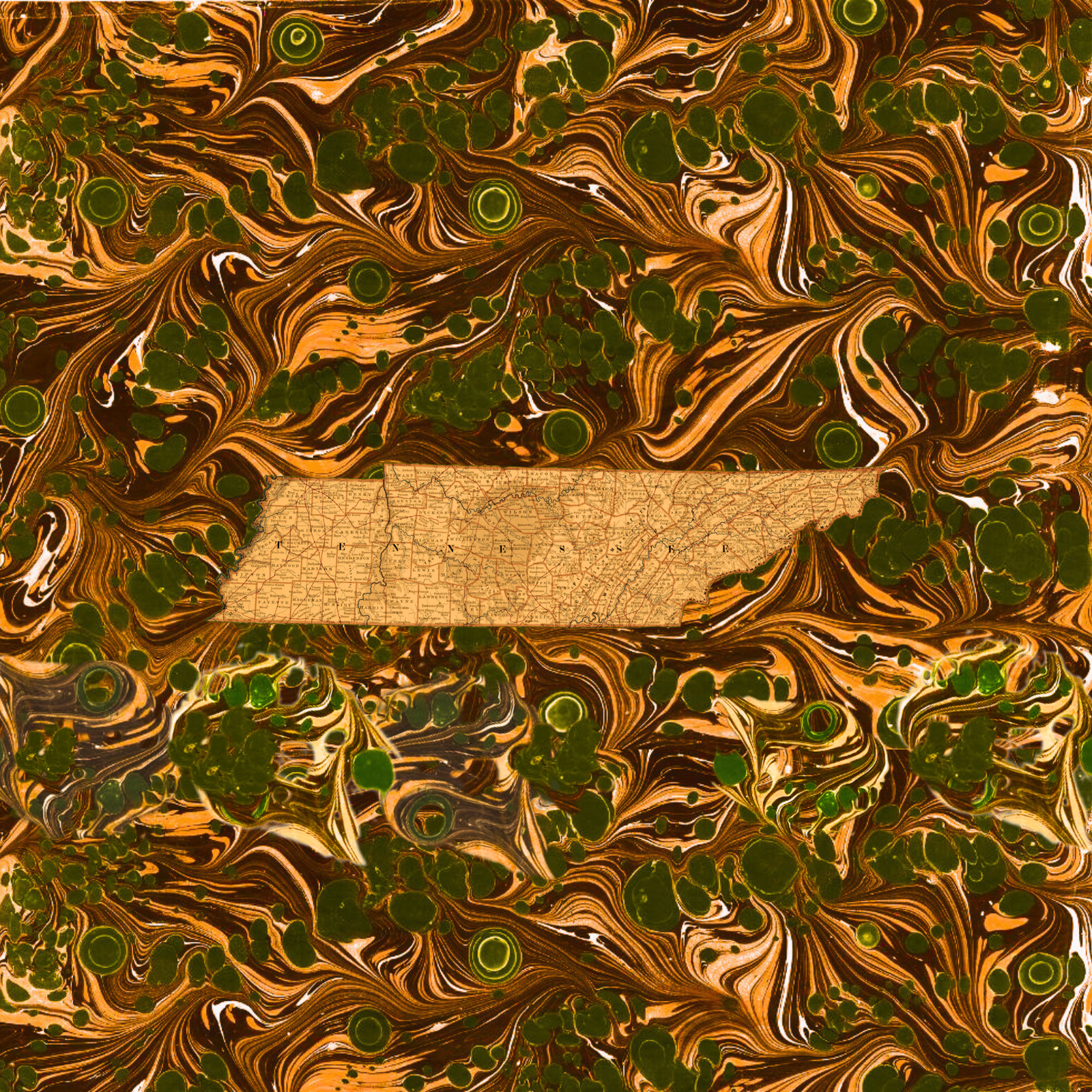Marbled Vintage Map - Tennessee