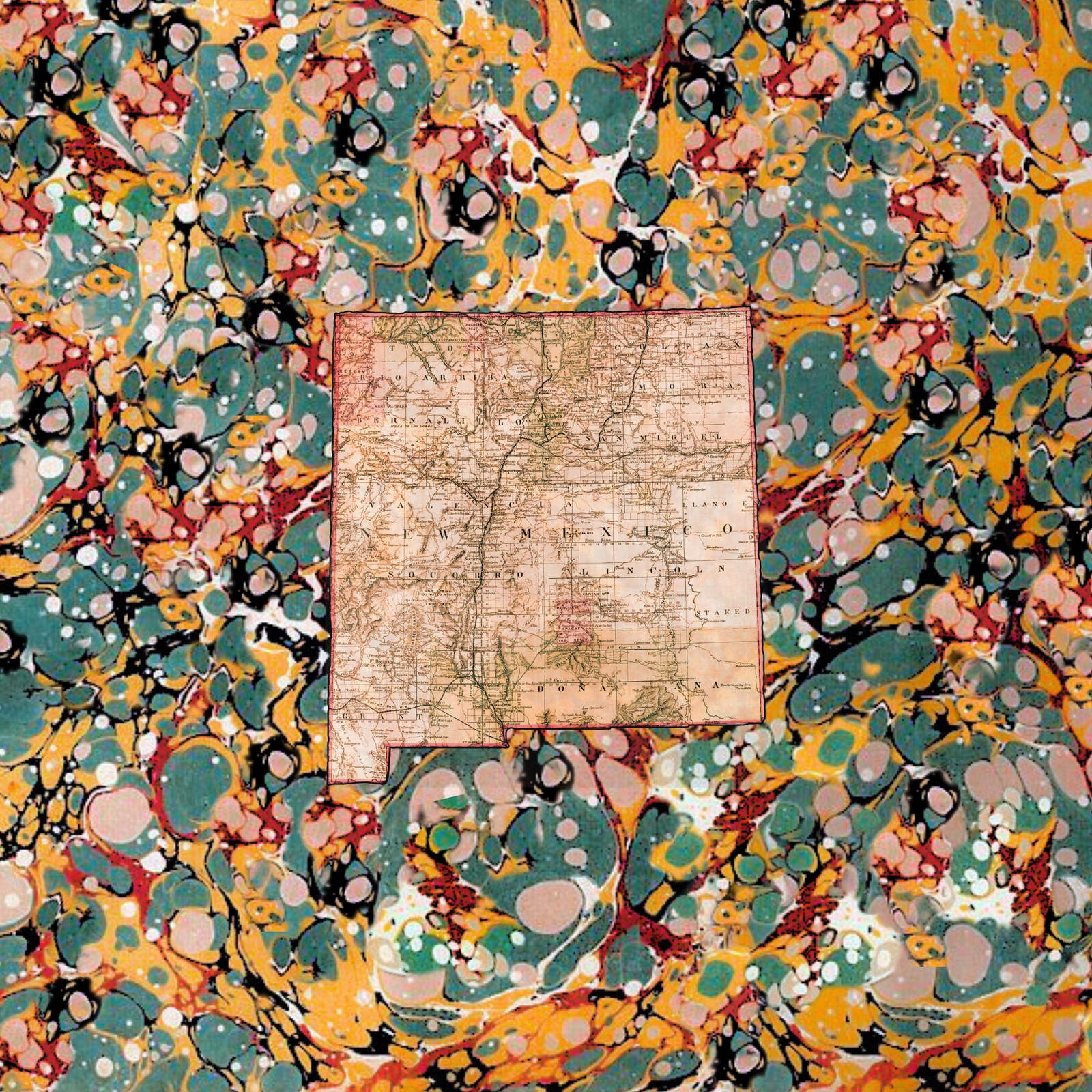 Marbled Vintage Map - New Mexico