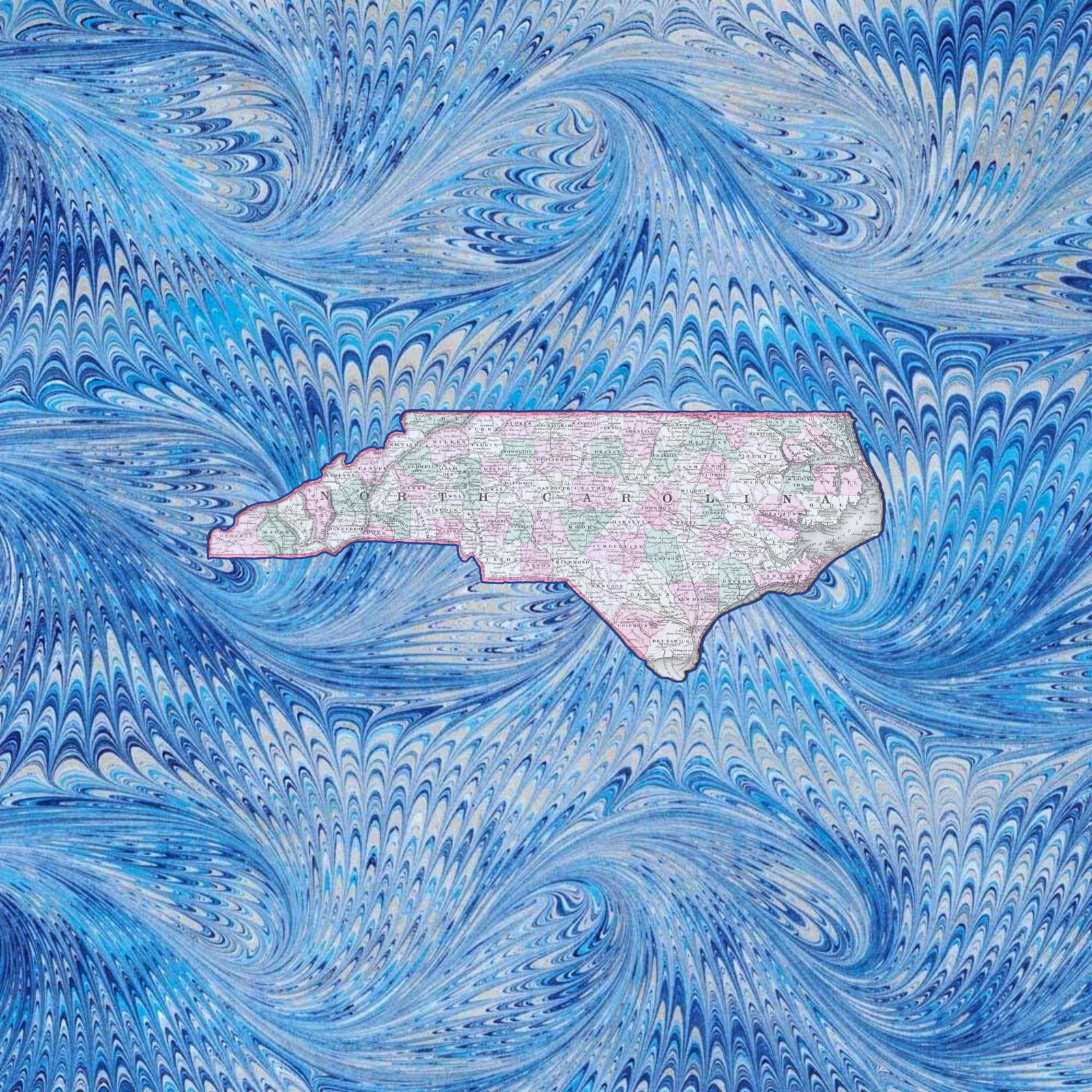 Marbled Vintage Map - North Carolina