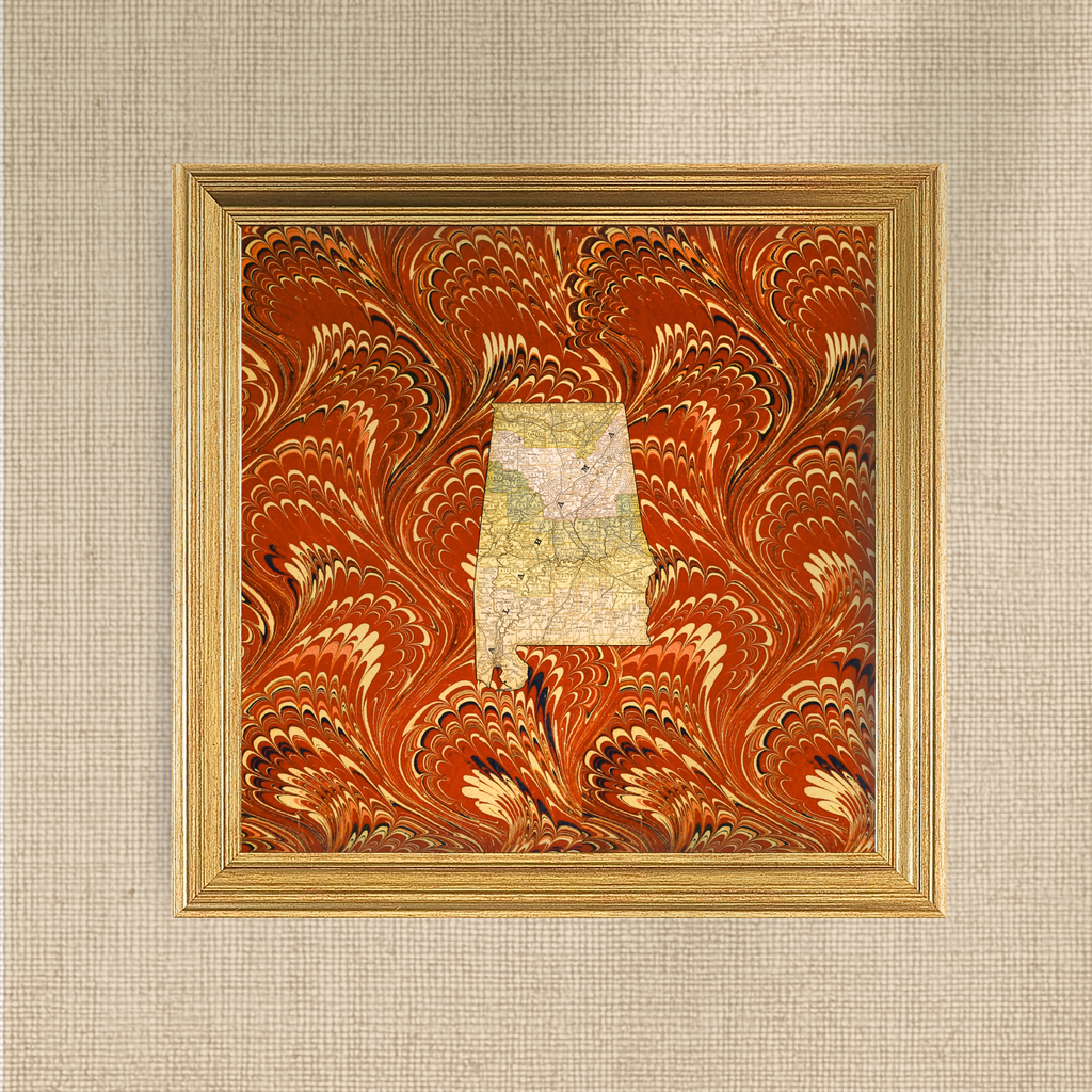 Marbled Vintage Map - Alabama