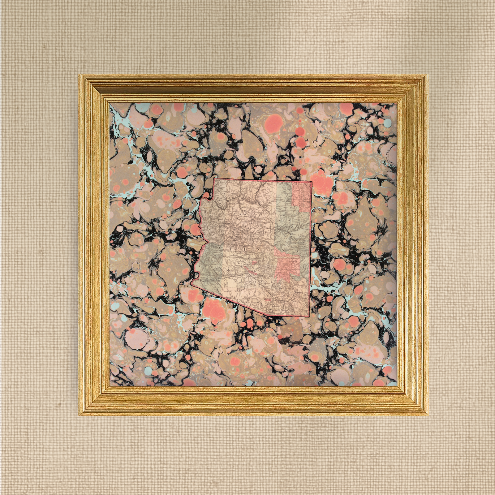 Marbled Vintage Map - Arizona