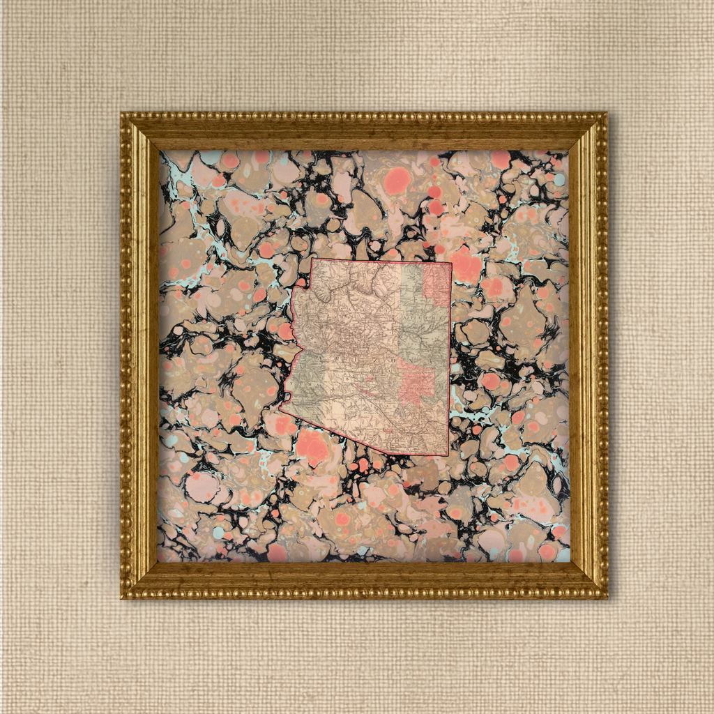 Marbled Vintage Map - Arizona