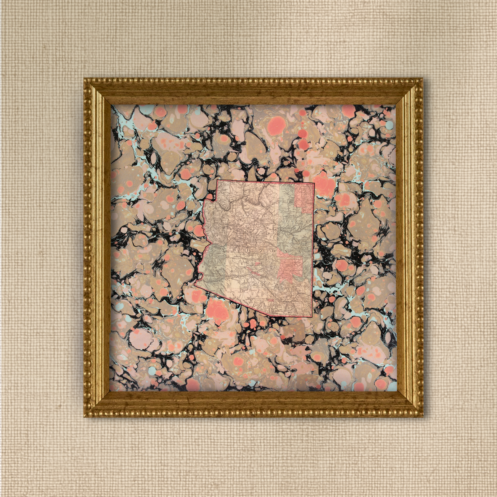 Marbled Vintage Map - Arizona
