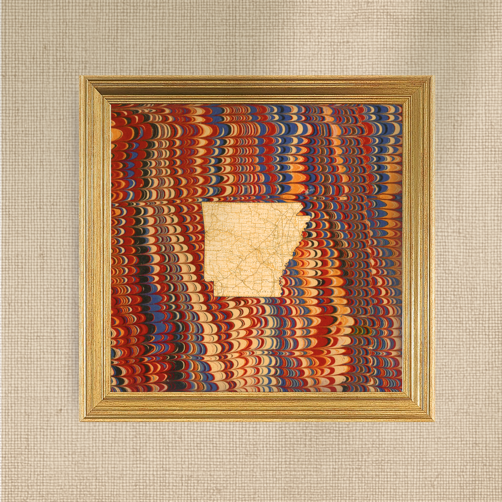 Marbled Vintage Map - Arkansas