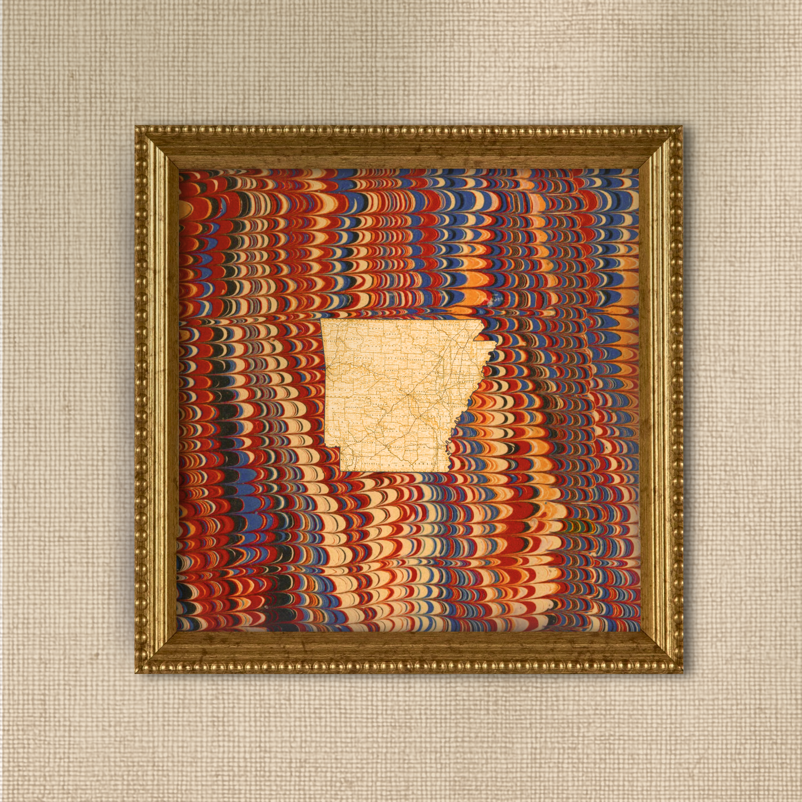 Marbled Vintage Map - Arkansas
