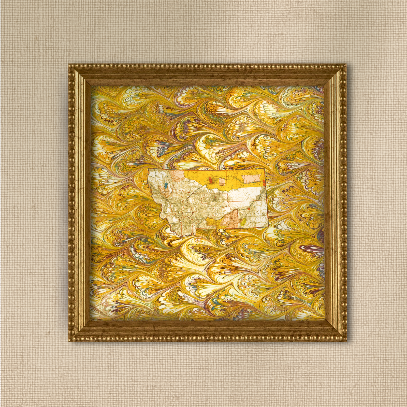 Marbled Vintage Map - Montana