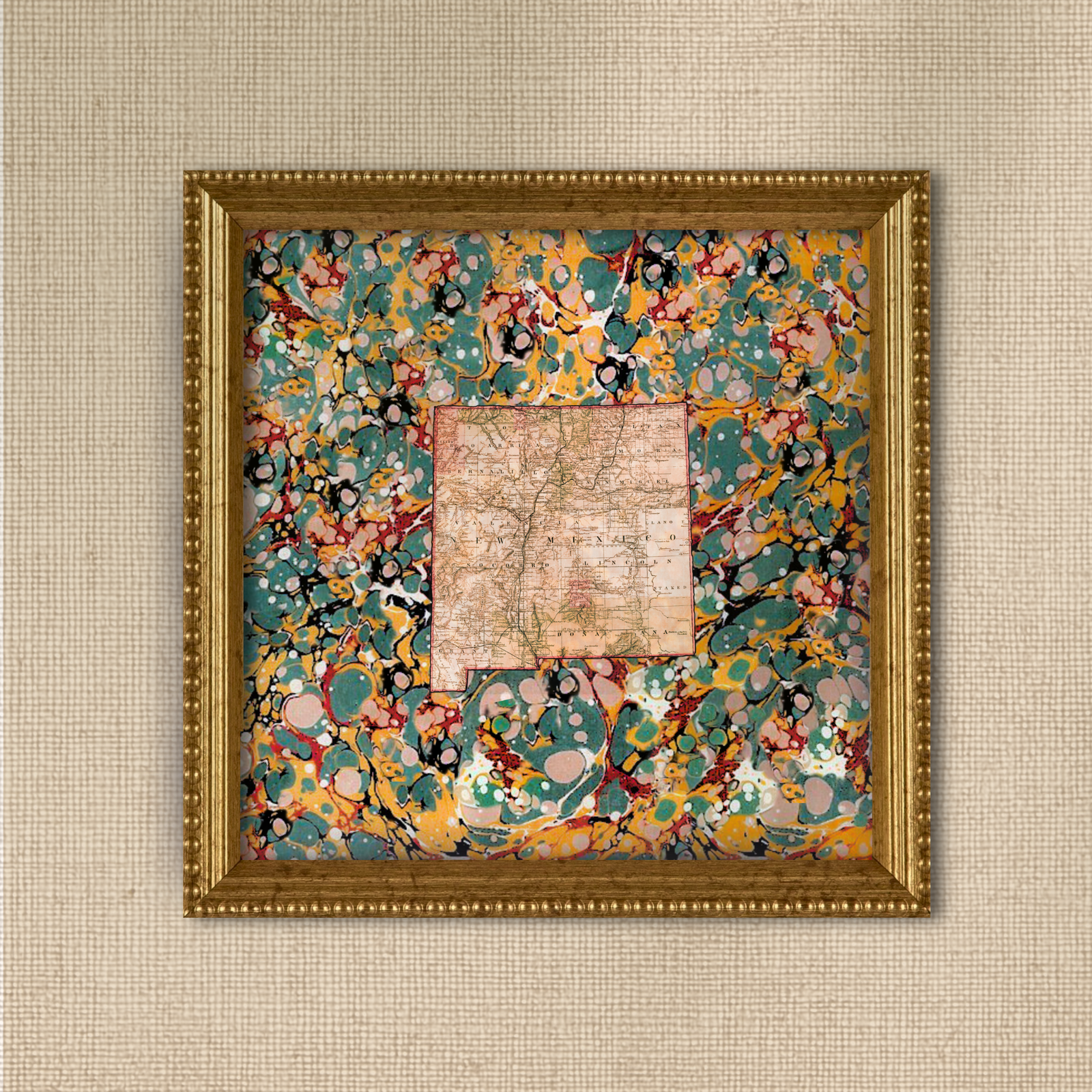 Marbled Vintage Map - New Mexico