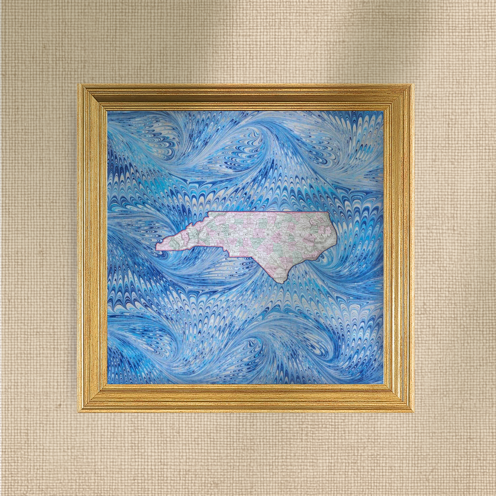 Marbled Vintage Map - North Carolina