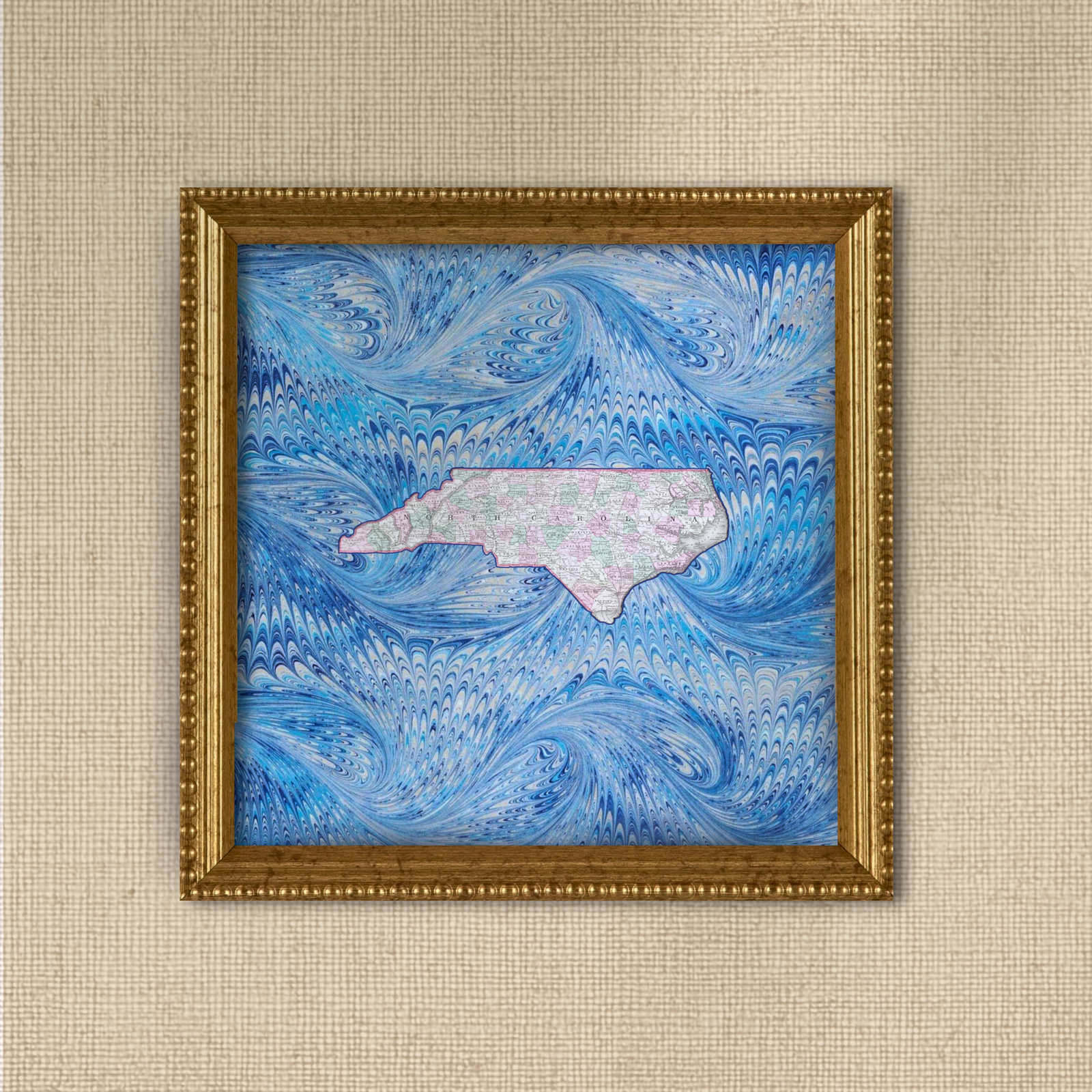 Marbled Vintage Map - North Carolina