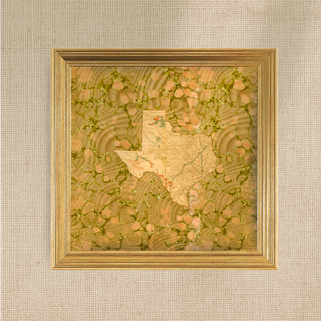 Marbled Vintage Map - Texas