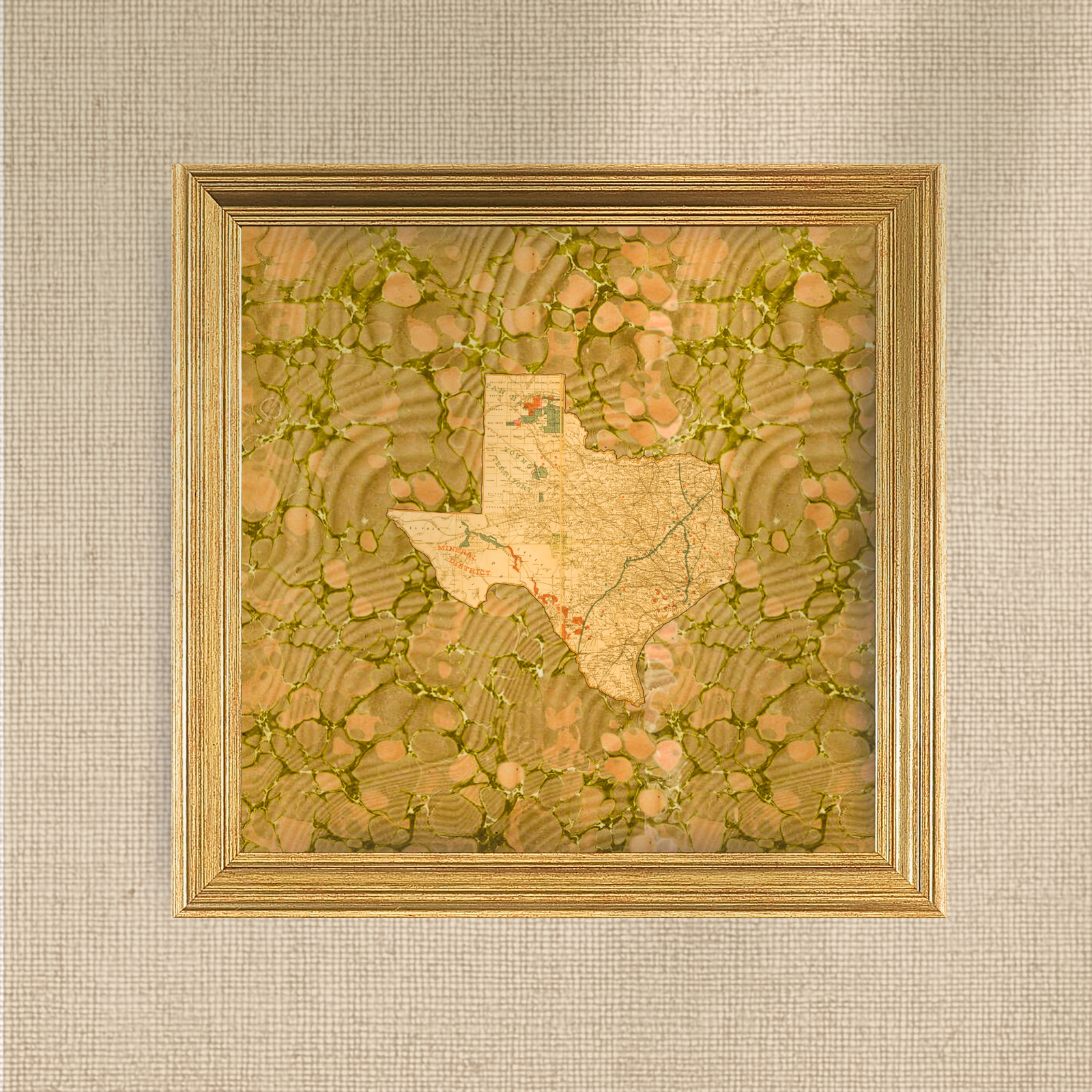 Marbled Vintage Map - Texas