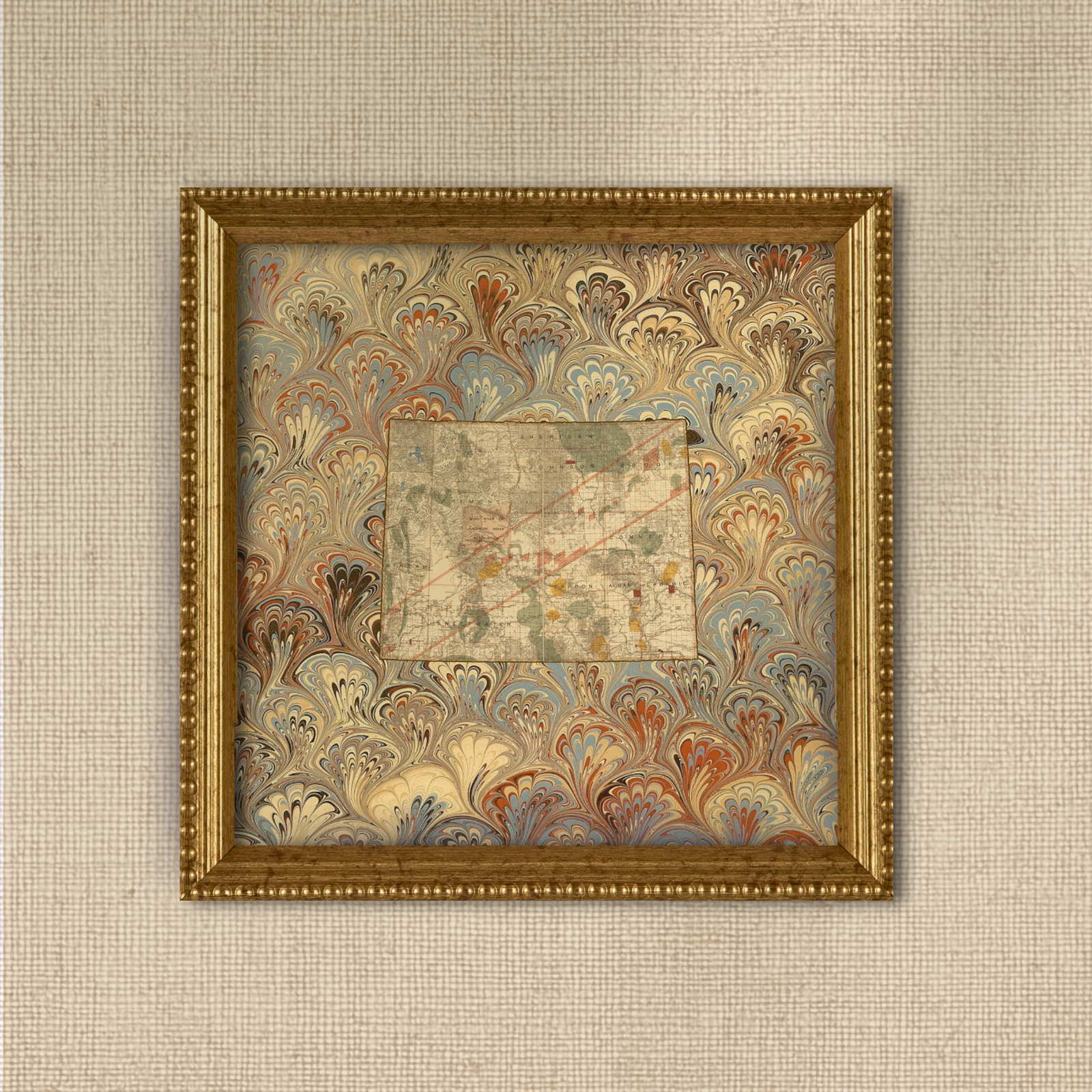 Marbled Vintage Map - Wyoming