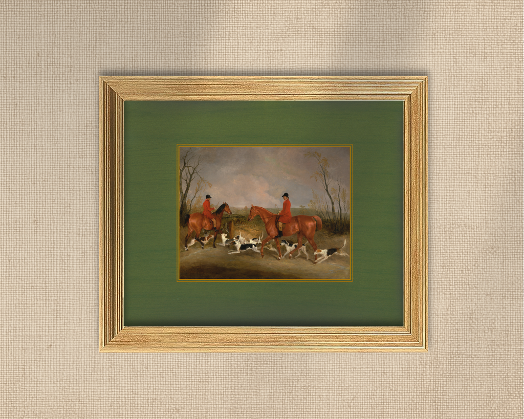 Equestrian - Two Hunters and Dogs