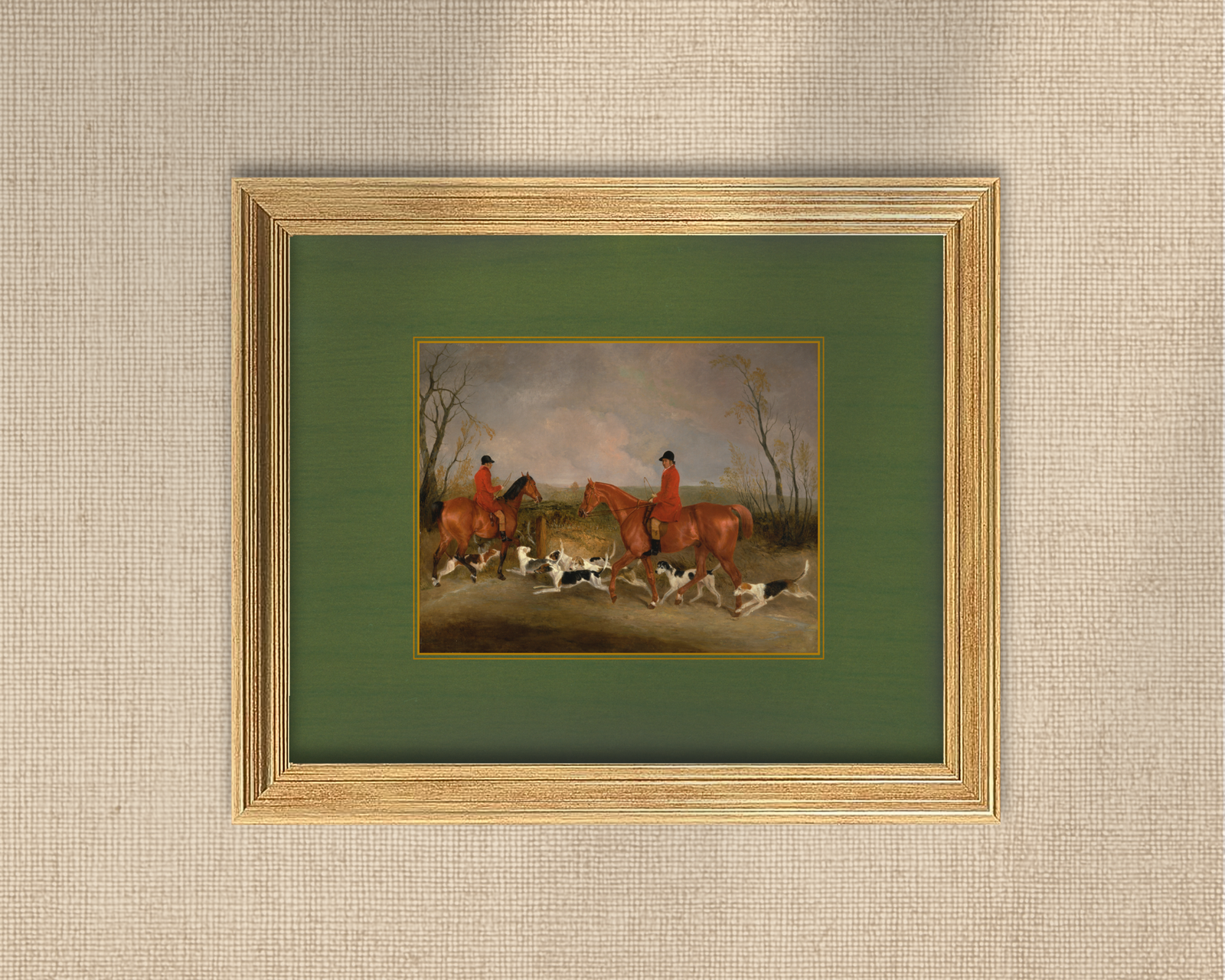 Equestrian - Two Hunters and Dogs