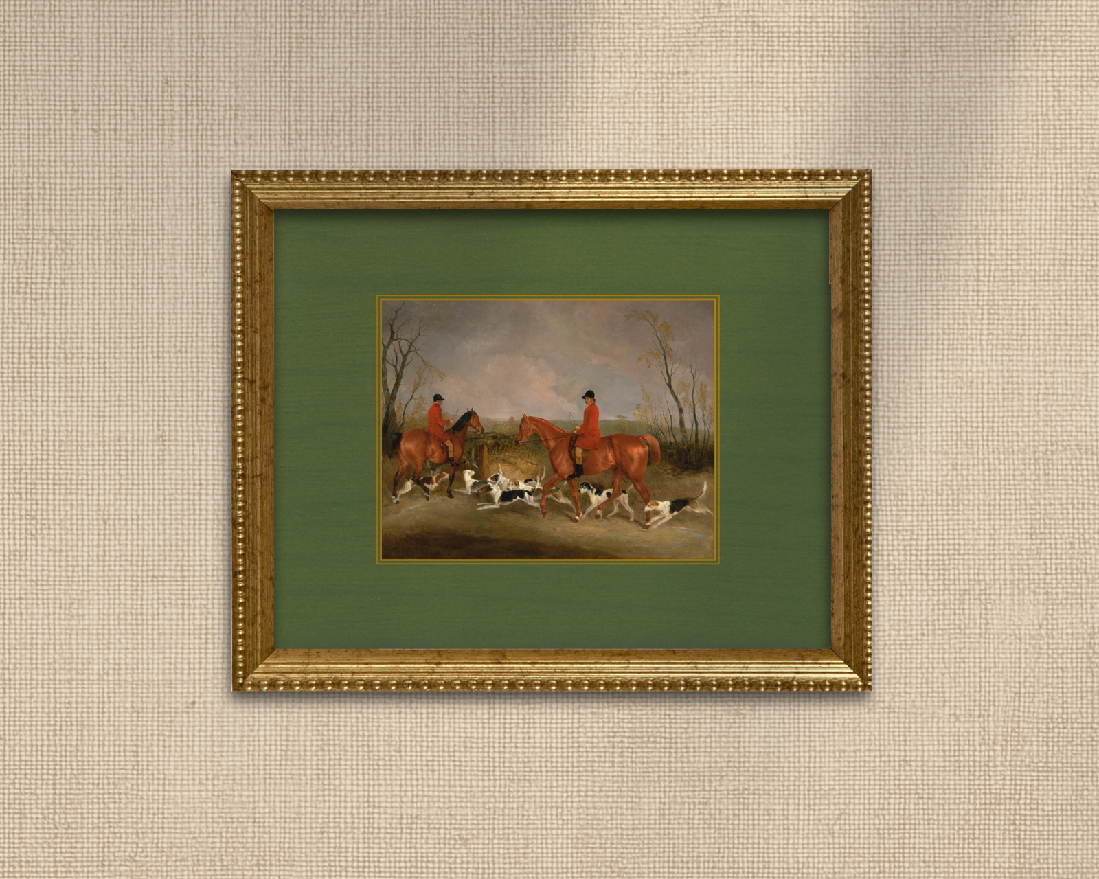 Equestrian - Two Hunters and Dogs