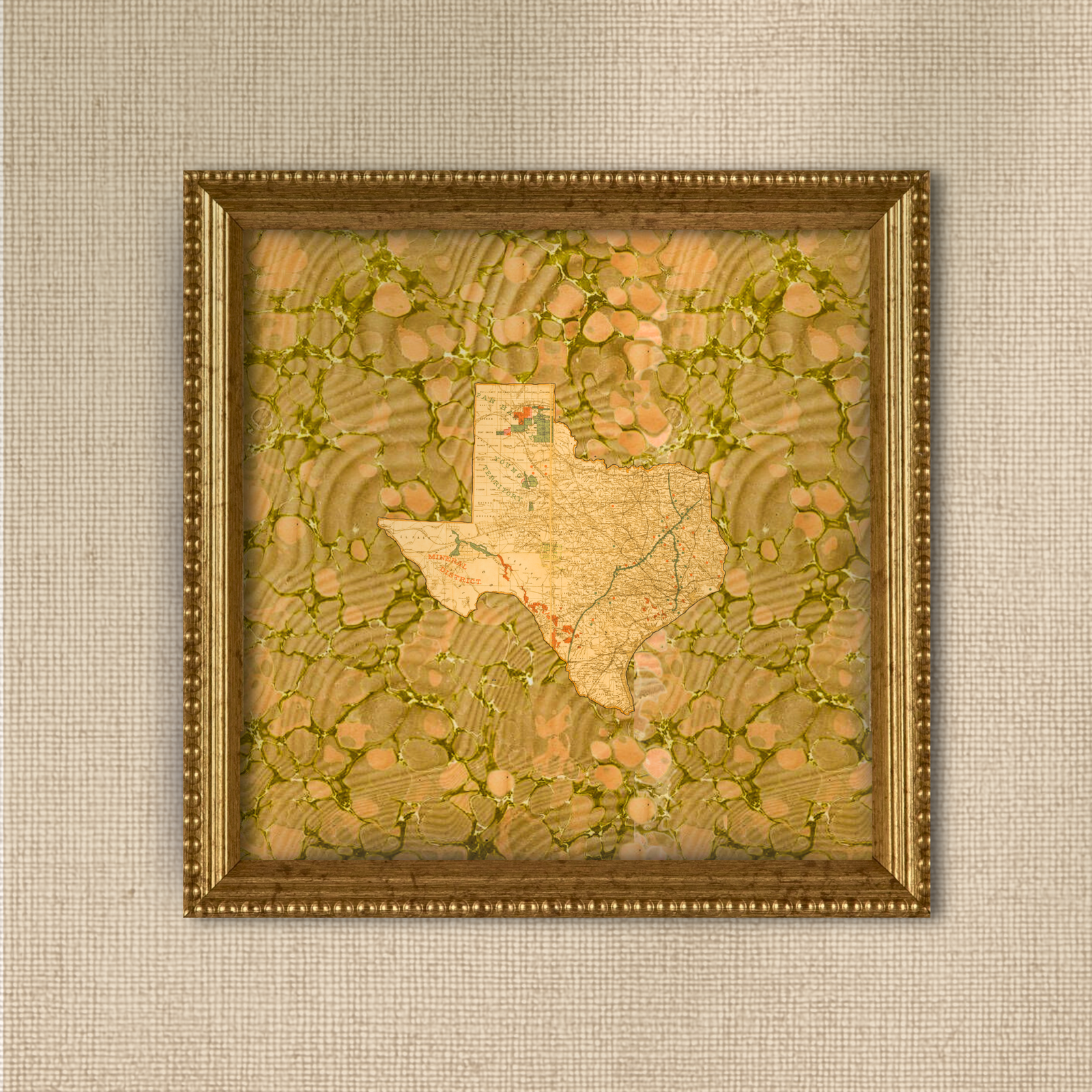 Marbled Vintage Map - Texas
