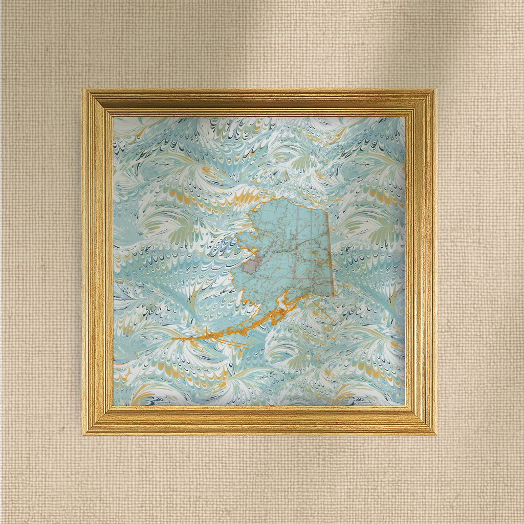 Marbled Vintage Map - Alaska