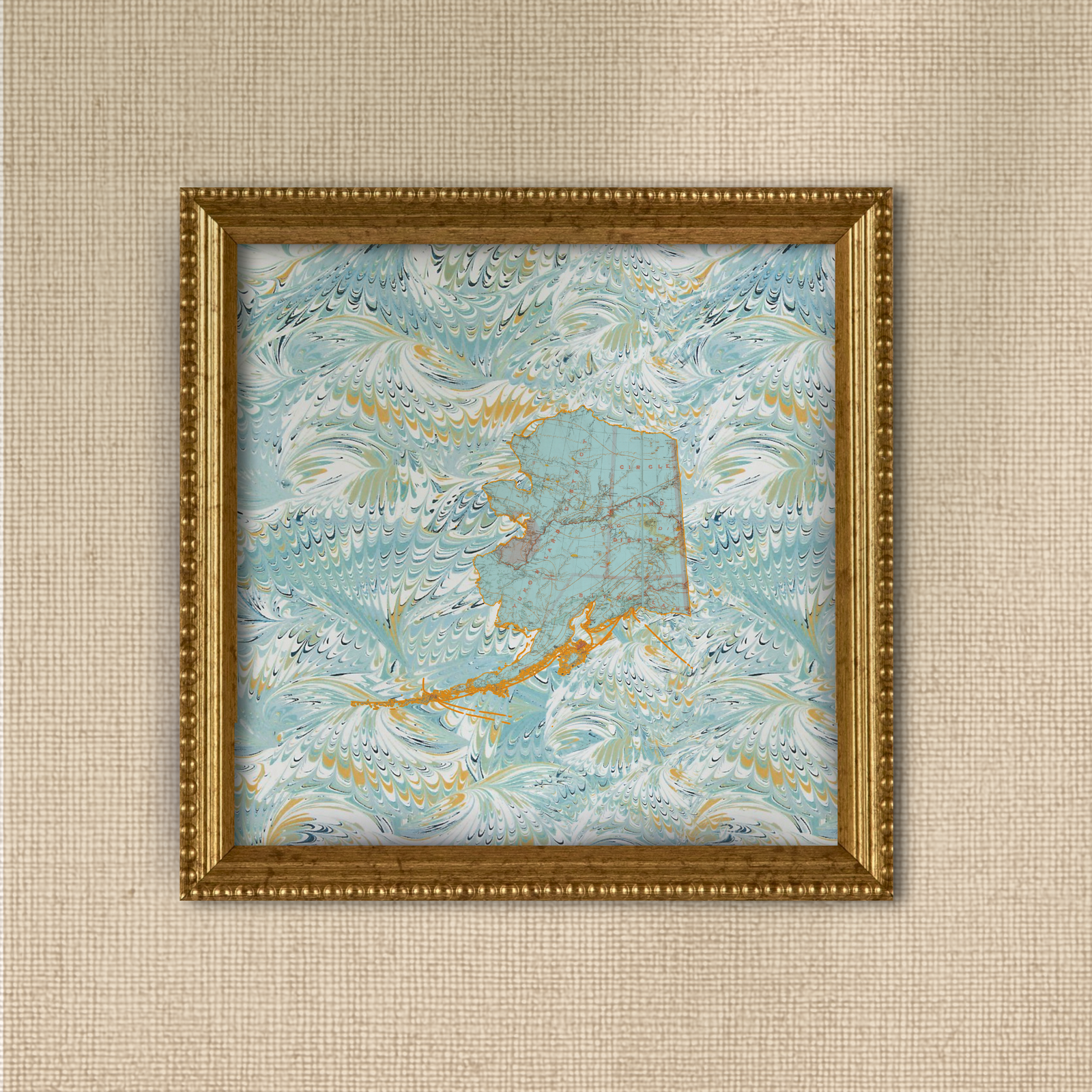 Marbled Vintage Map - Alaska