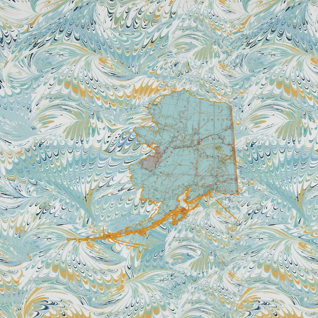 Marbled Vintage Map - Alaska