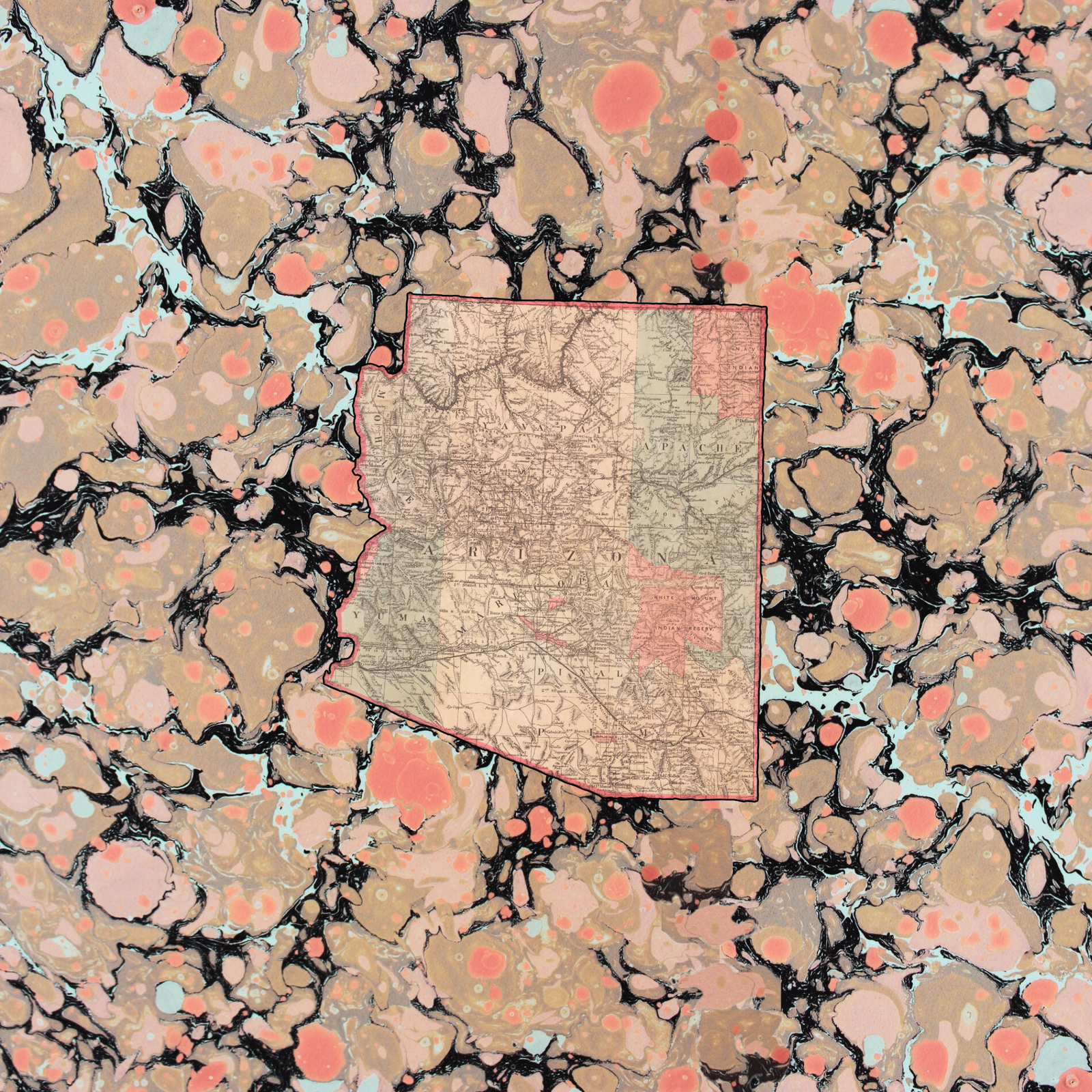Marbled Vintage Map - Arizona