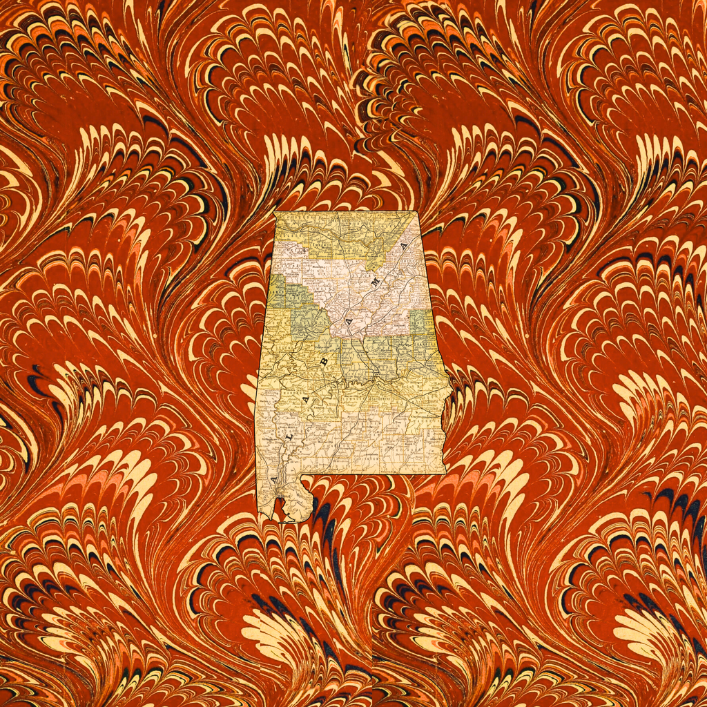 Marbled Vintage Map - Alabama