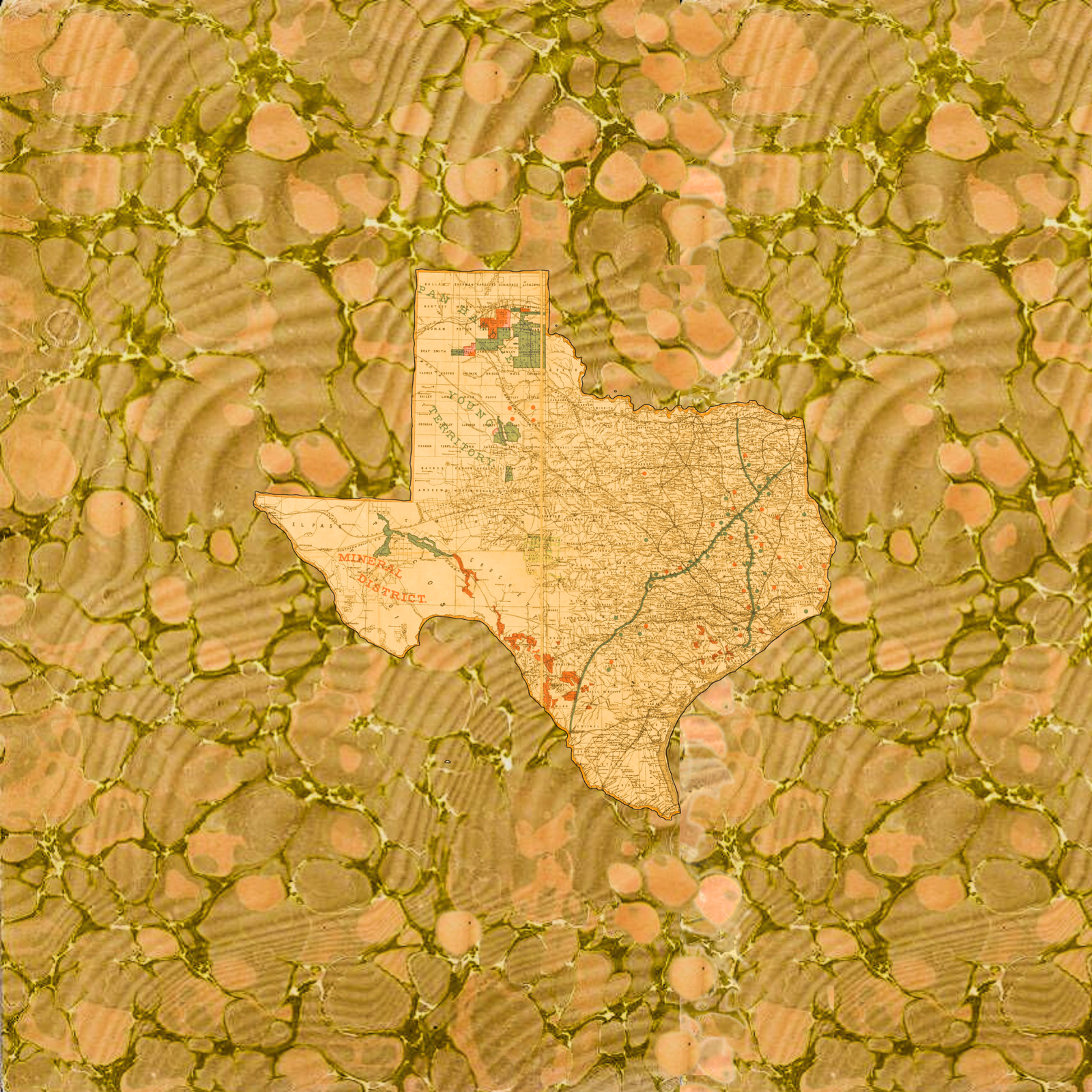 Marbled Vintage Map - Texas