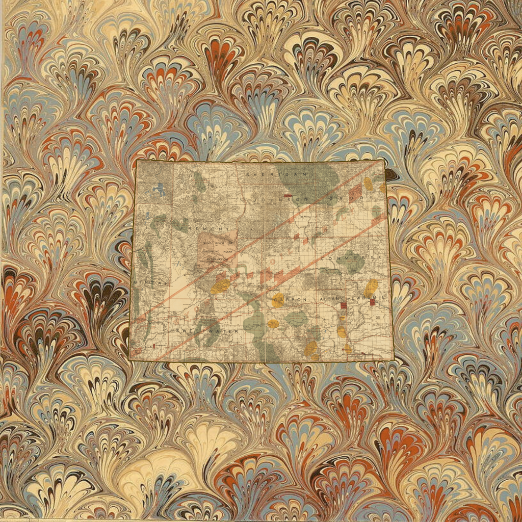 Marbled Vintage Map - Wyoming