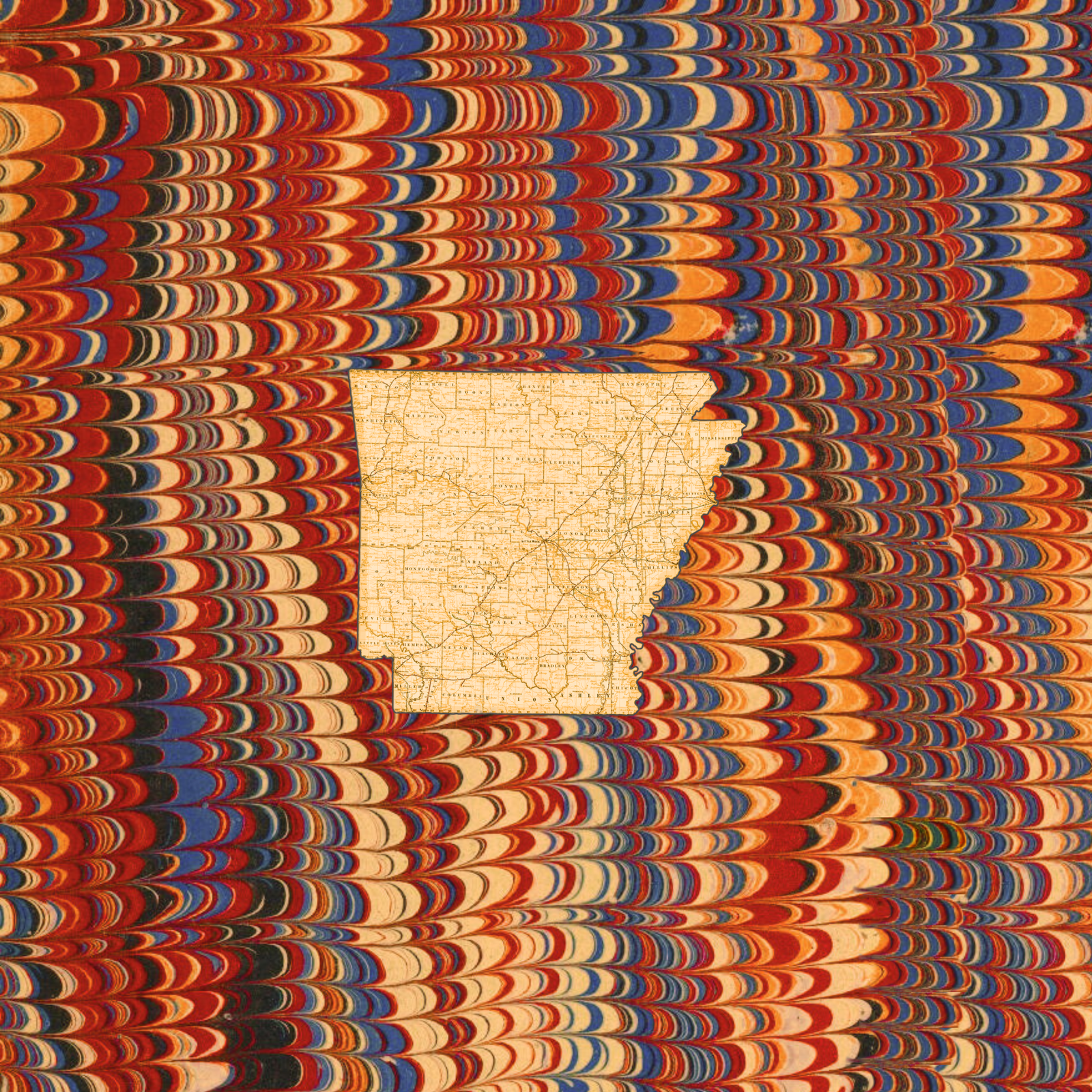 Marbled Vintage Map - Arkansas